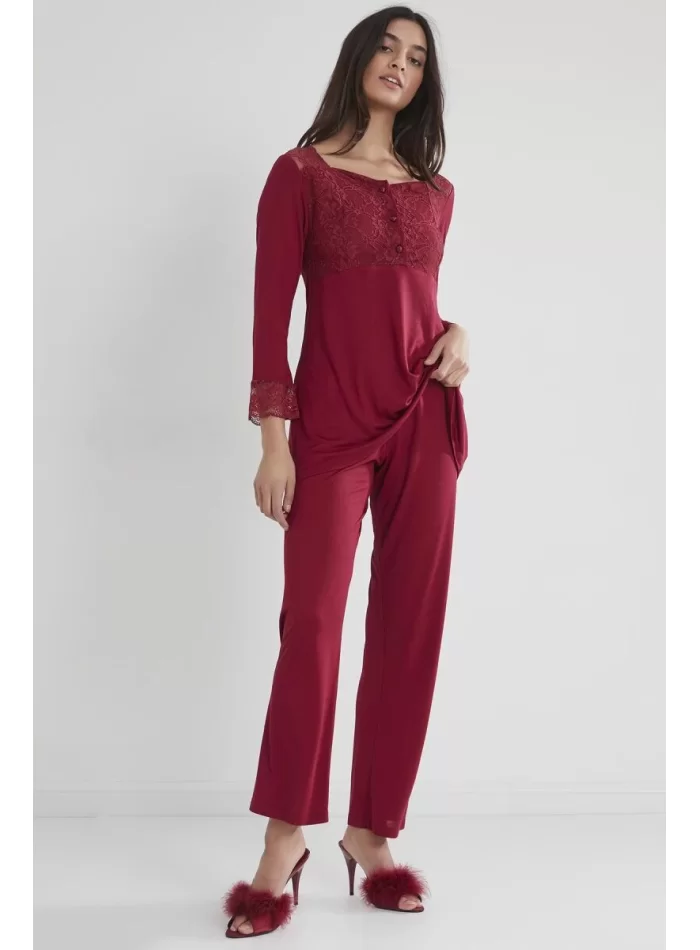 Penye Şık Bordo Pijama Takımı