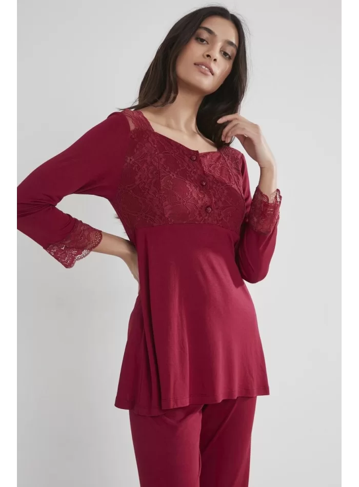Penye Şık Bordo Pijama Takımı