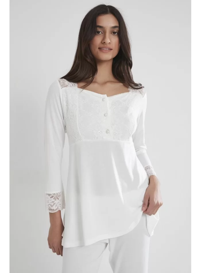 Penye Şık Ekru Pijama Takımı