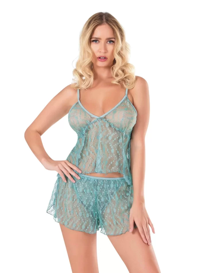 Aqua Saten Şık Babydoll Şort Takımı