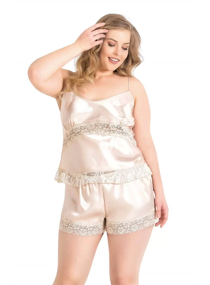 Büyük Beden Şık Saten Babydoll Şort Takımı