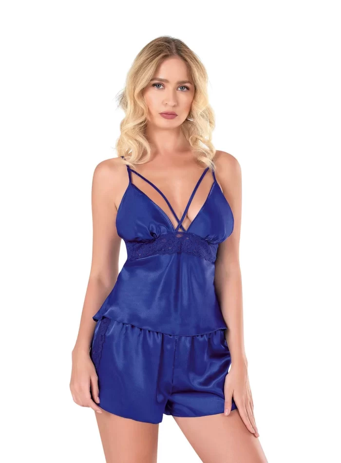 Saks Şık Saten Babydoll Şort Takımı
