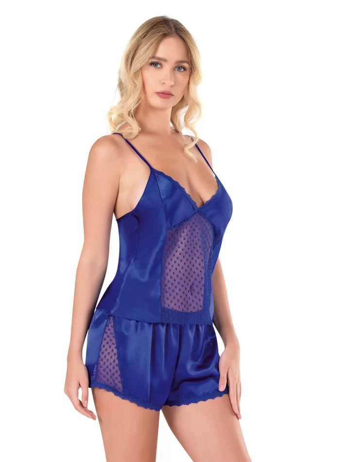 Saks Şık Saten Babydoll Şort Takımı