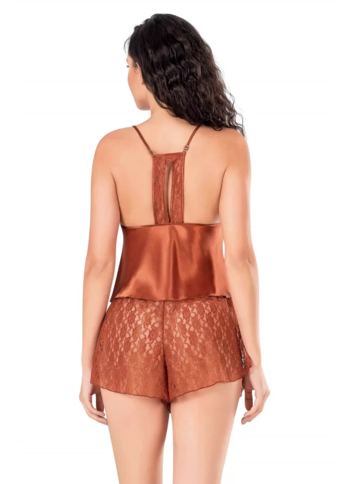Tarçın Şık Saten Babydoll Şort Takımı