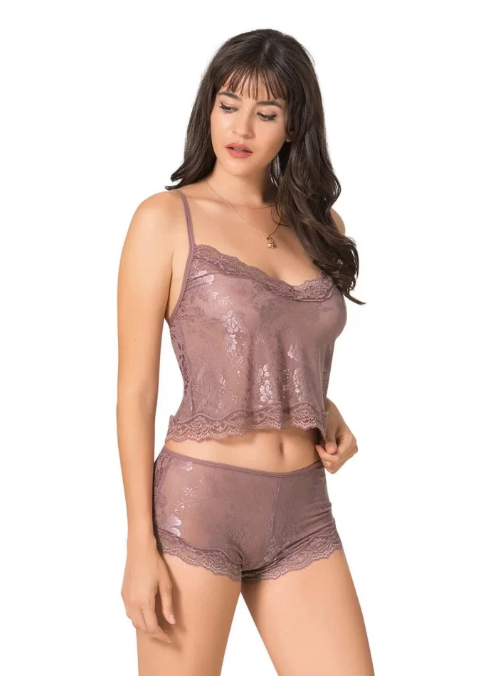 Vizon Şık Jakarlı Babydoll Şort Takımı