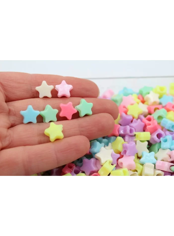 Renkli İri Delik Yıldız Boncuk 10gr