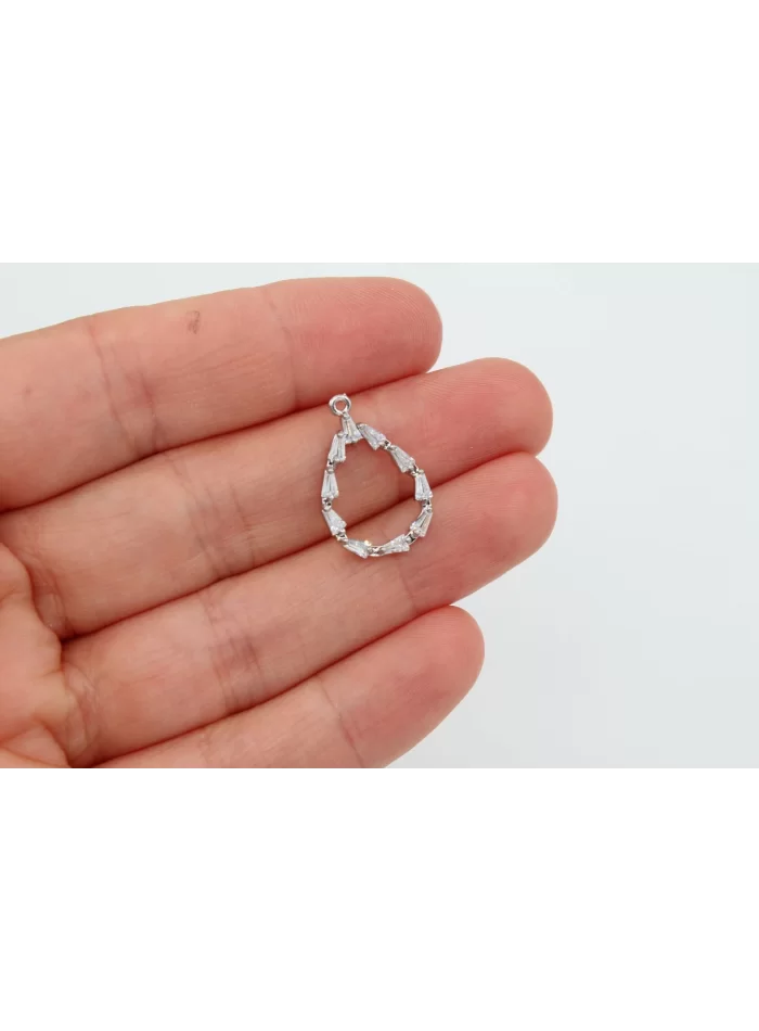 Rodyum Kaplama Baget Taşlı Damla Model