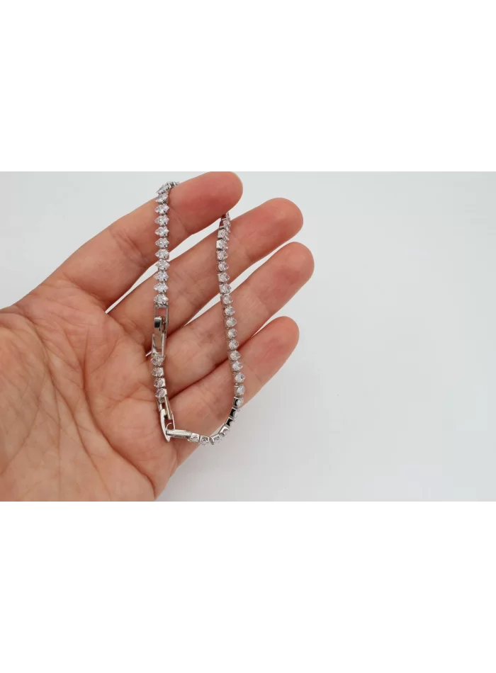 Rodyum Kaplama Mekik Taşlı Zirkonlu Bileklik