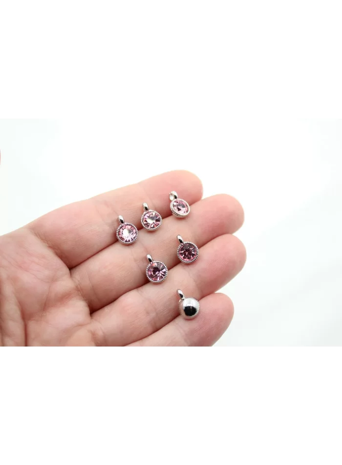 Rodyum Kaplama Tek Taş Sallantı Aparat Pembe