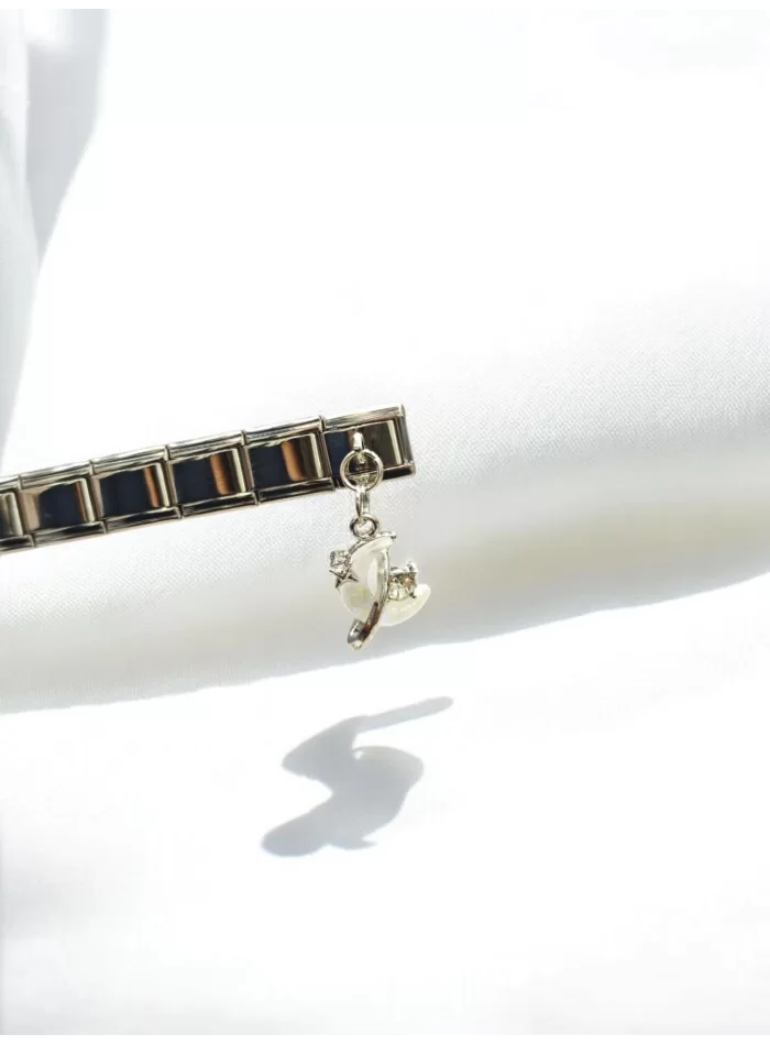 Sallantılı Beyaz Hilal Detaylı İtalyan Charm