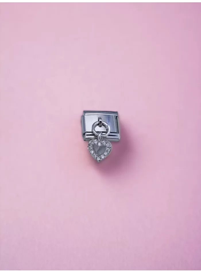Sallantılı Minik Kalp Charm Gümüş Renk
