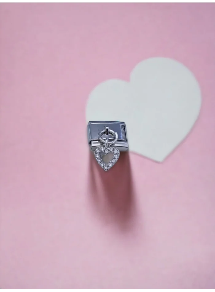 Sallantılı Minik Kalp Charm Gümüş Renk