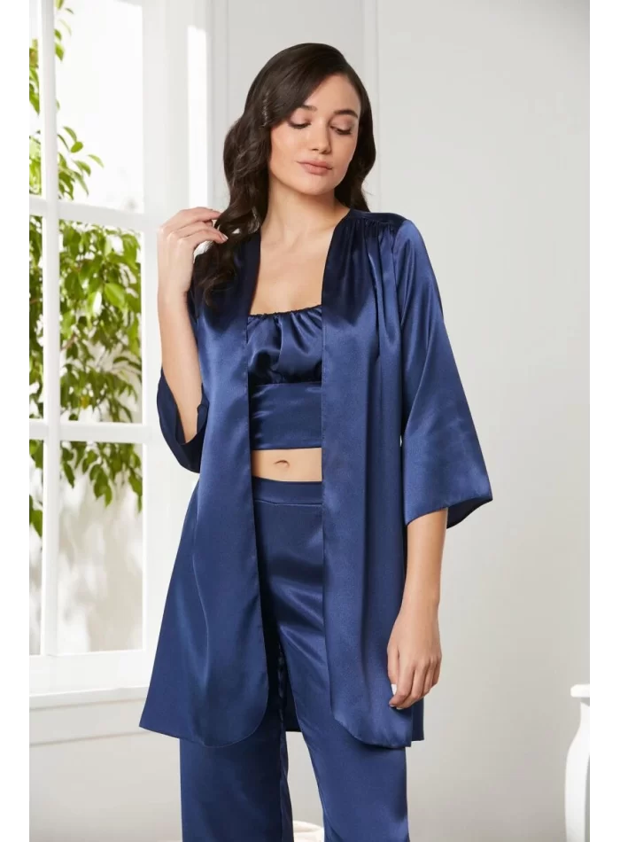 Kaliteli Şık Lacivert Kadın Pijama Takımı