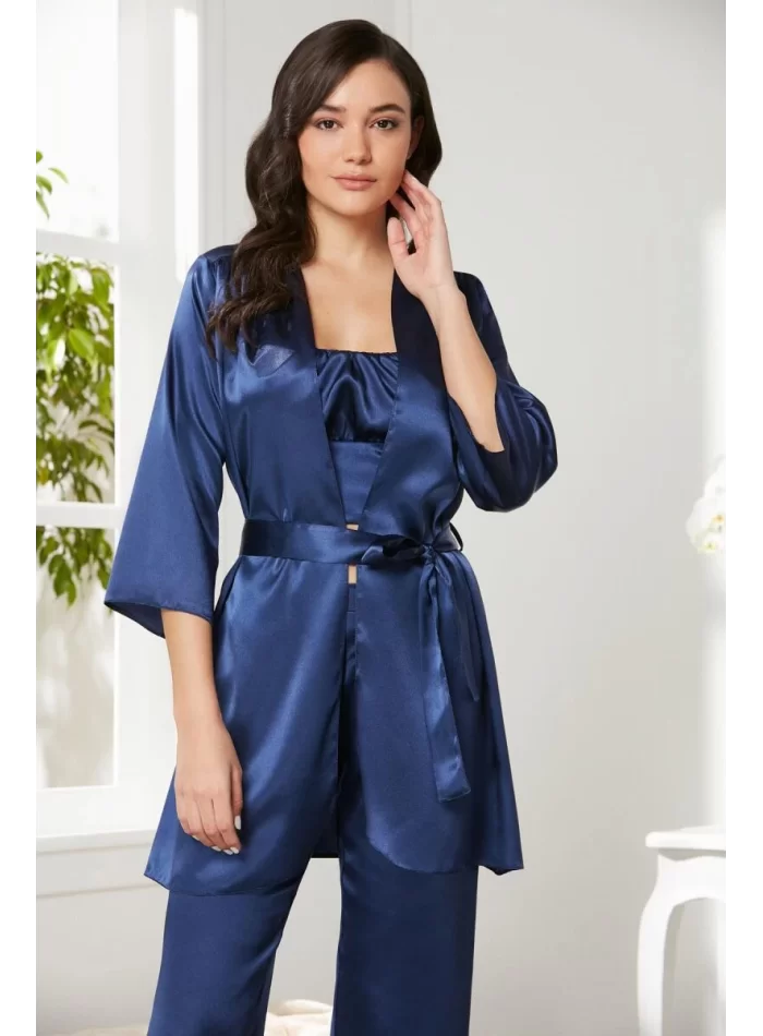 Kaliteli Şık Lacivert Kadın Pijama Takımı