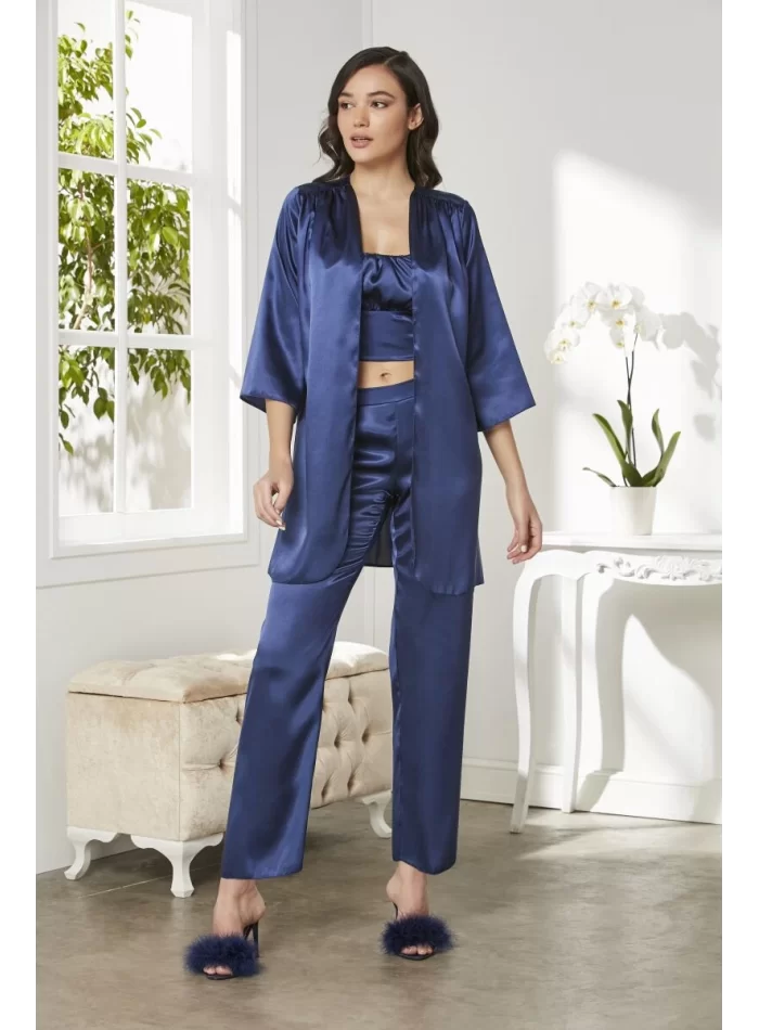 Kaliteli Şık Lacivert Kadın Pijama Takımı