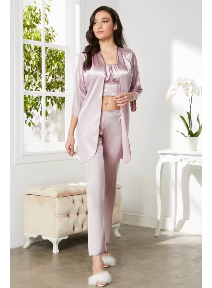 Kaliteli Şık Rose Renkli Kadın Pijama Takımı