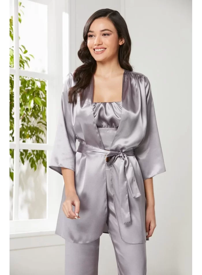 Kaliteli Şık Saten Kadın Pijama Takımı - Royal