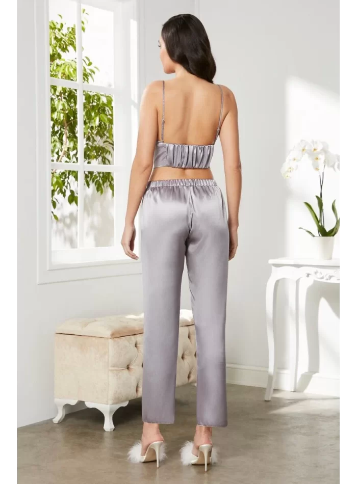 Kaliteli Şık Saten Kadın Pijama Takımı - Royal