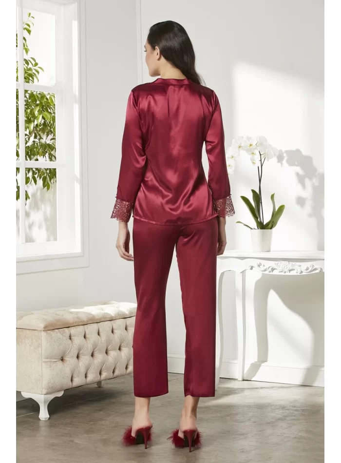 Şık Saten Altılı Gelin Çeyiz Seti - Bordo