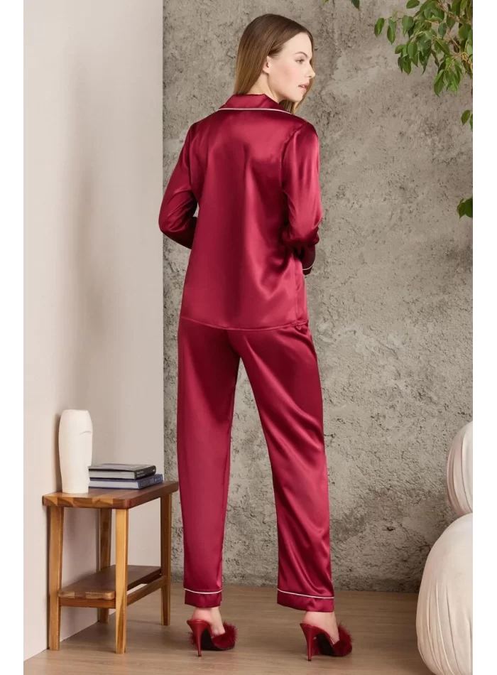 Kaliteli Şık Bordo Kadın Pijama Takımı