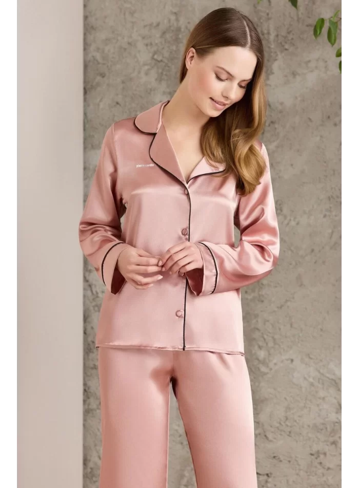 Kaliteli Şık Saten Biyeli Kadın Pijama Takımı