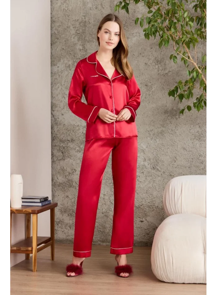 Kaliteli Şık Kırmızı Kadın Pijama Takımı
