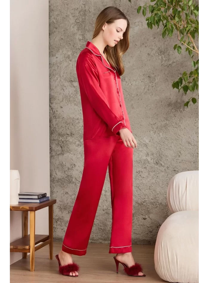 Kaliteli Şık Kırmızı Kadın Pijama Takımı