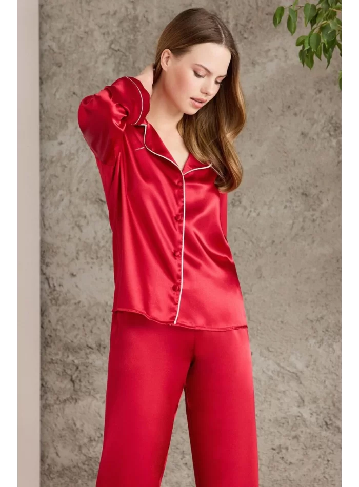 Kaliteli Şık Kırmızı Kadın Pijama Takımı