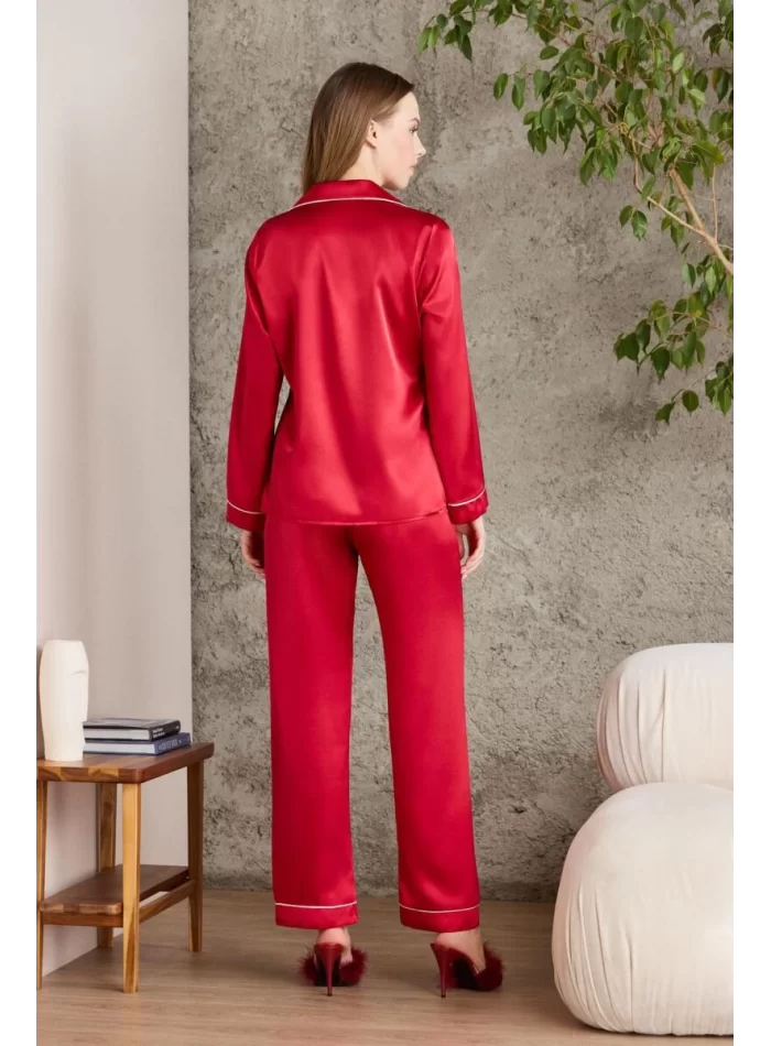 Kaliteli Şık Kırmızı Kadın Pijama Takımı
