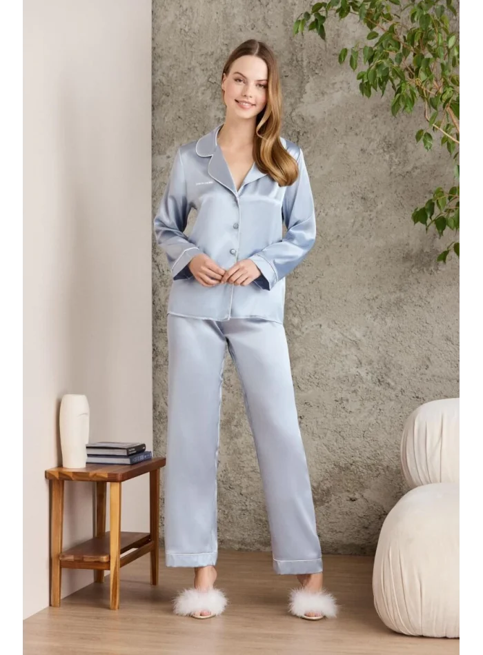 Kaliteli Şık Saten Biyeli Kadın Pijama Takımı