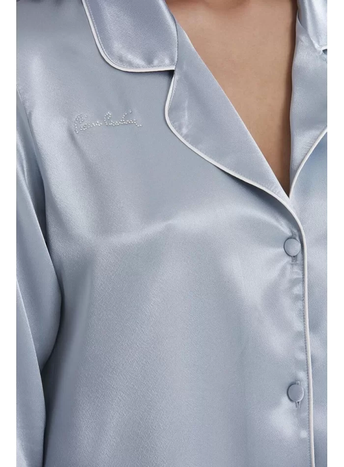 Kaliteli Şık Saten Biyeli Kadın Pijama Takımı