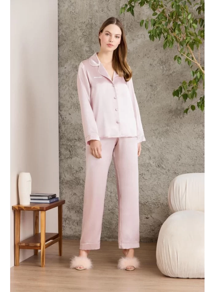 Kaliteli Şık Saten Biyeli Kadın Pijama Takımı