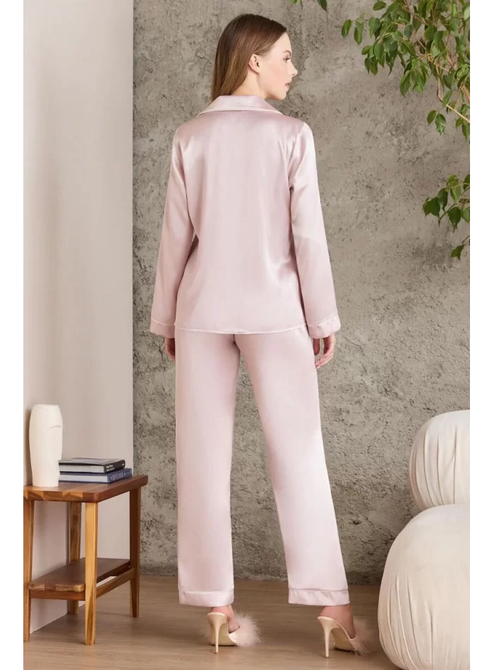 Kaliteli Şık Saten Biyeli Kadın Pijama Takımı