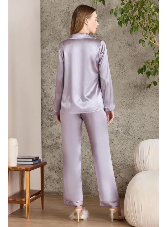 Kaliteli Şık Saten Biyeli Kadın Pijama Takımı