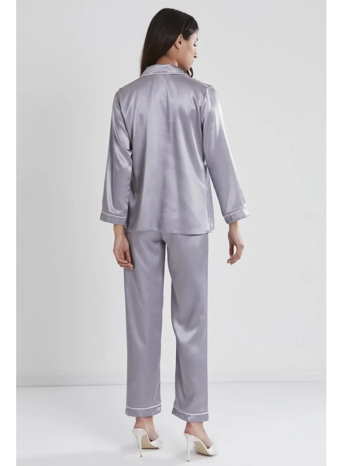 Kaliteli Şık Saten Biyeli Kadın Pijama Takımı