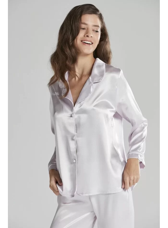 Kaliteli Şık Saten Biyeli Kadın Pijama Takımı