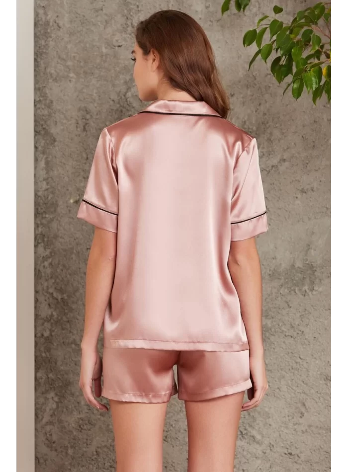 Kaliteli Şık Saten Biyeli Kadın Pijama Takımı