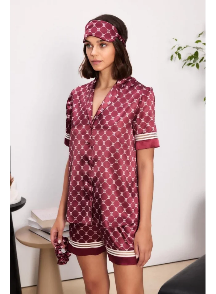 Kaliteli Şık Bordo Kadın Pijama Takımı