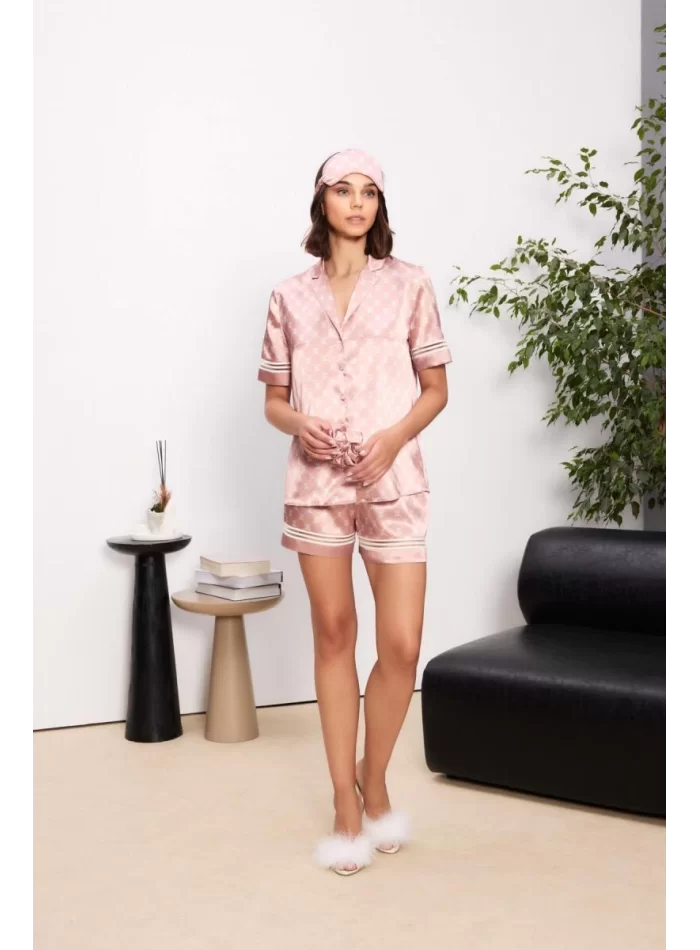 Kaliteli Şık Saten Biyeli Kadın Pijama Takımı - Brandy