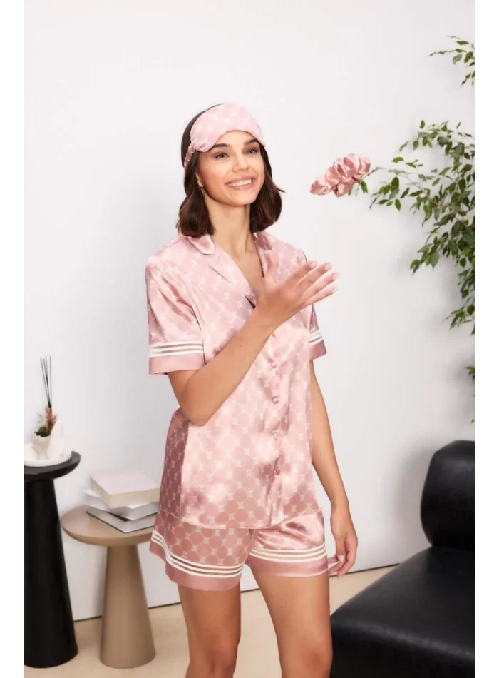 Kaliteli Şık Saten Biyeli Kadın Pijama Takımı - Brandy
