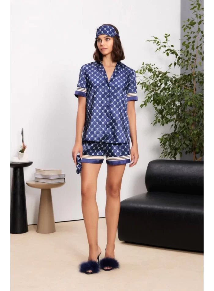 Kaliteli Şık Lacivert Kadın Pijama Takımı