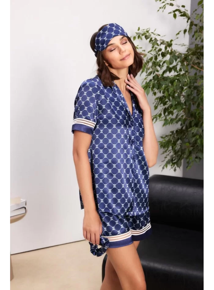 Kaliteli Şık Lacivert Kadın Pijama Takımı