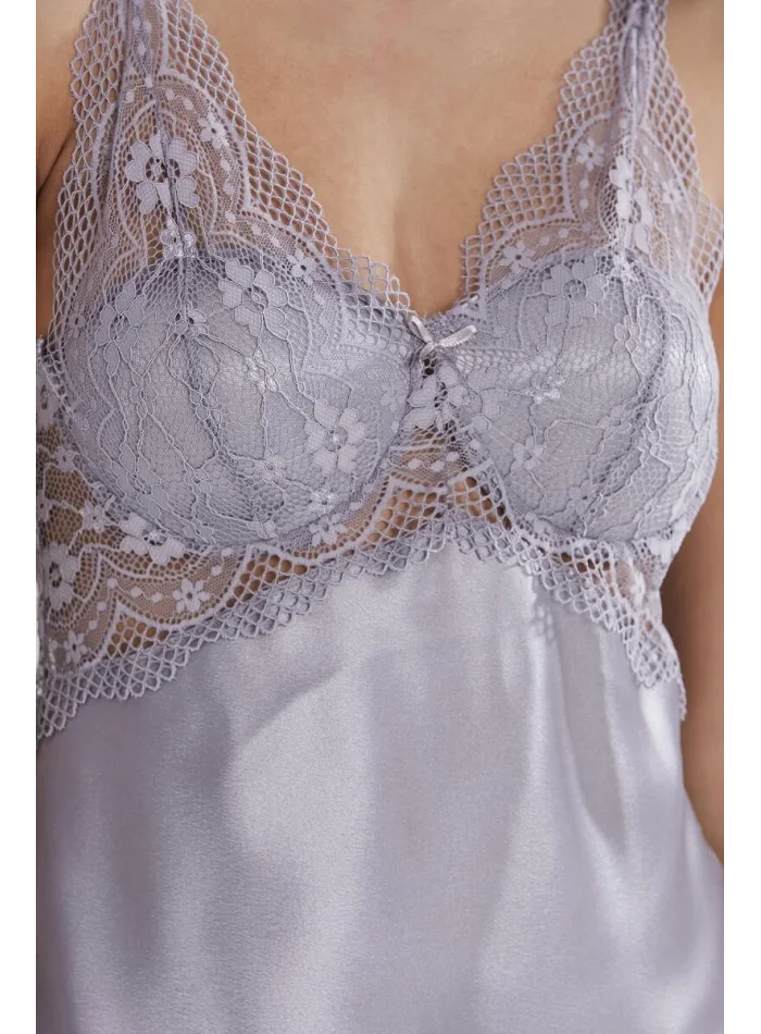 Saten Dantelli Kadın Gecelik - 605 Royal