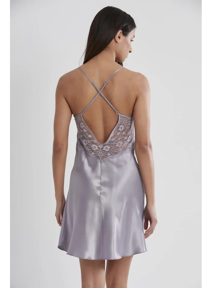 Saten Dantelli Kadın Gecelik - 605 Royal