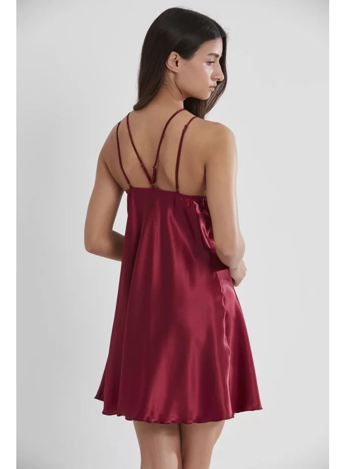 Kaliteli Şık Bordo Kadın Gecelik