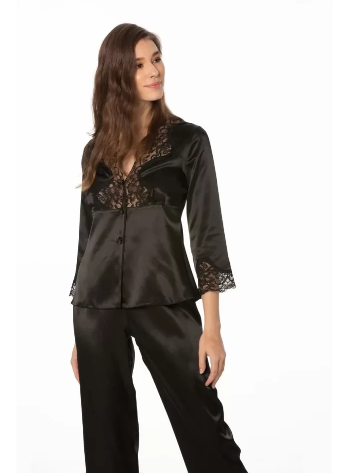 Kaliteli Şık Siyah Kadın Pijama Takımı