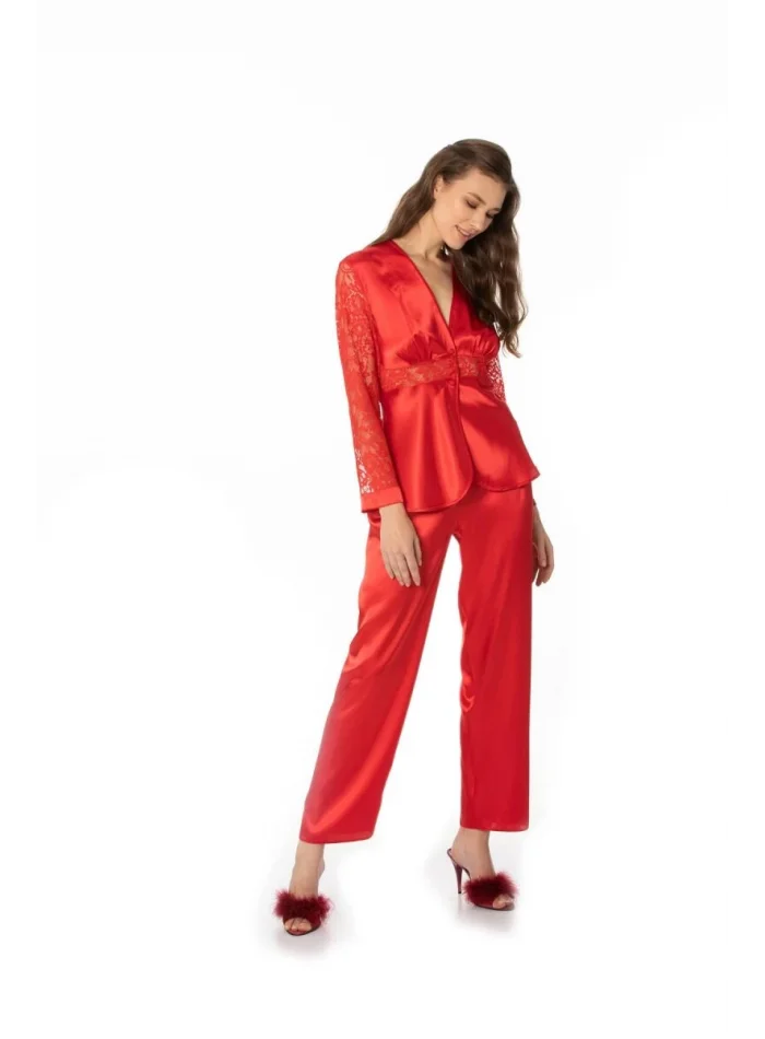 Kaliteli Şık Kırmızı Kadın Pijama Takımı