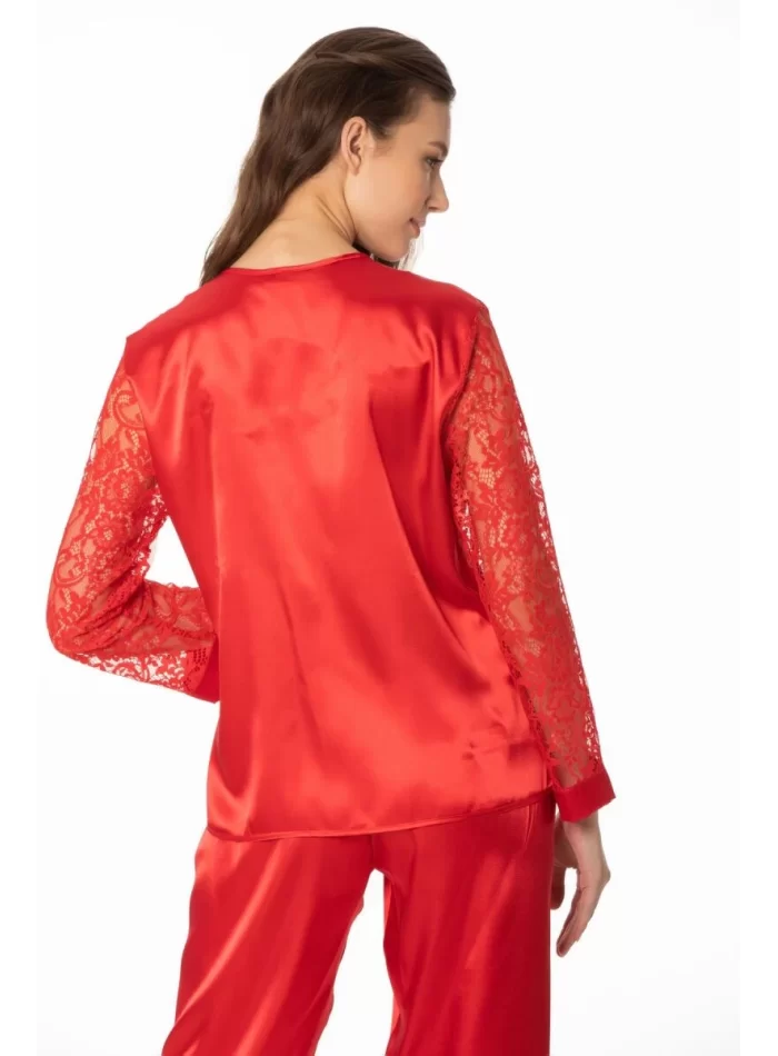Kaliteli Şık Kırmızı Kadın Pijama Takımı