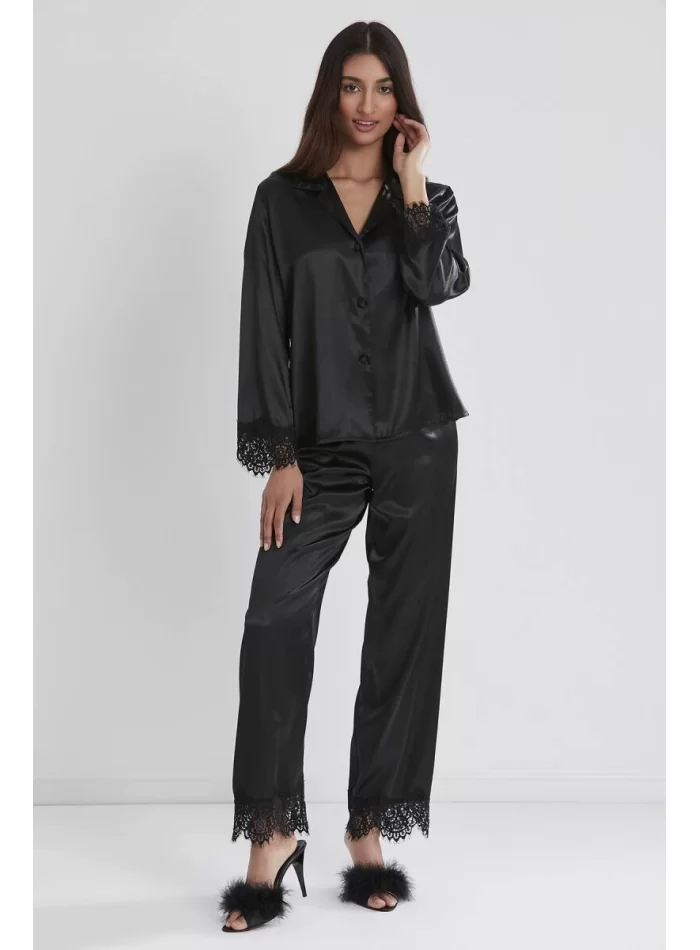 Kaliteli Şık Siyah Kadın Pijama Takımı