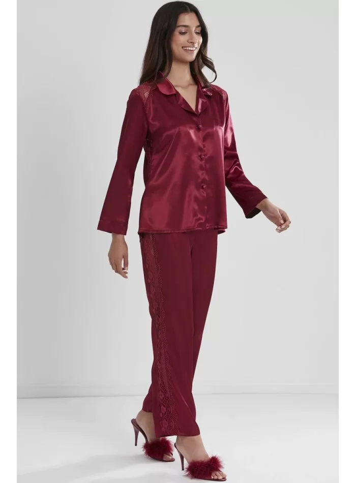 Kaliteli Şık Bordo Kadın Pijama Takımı